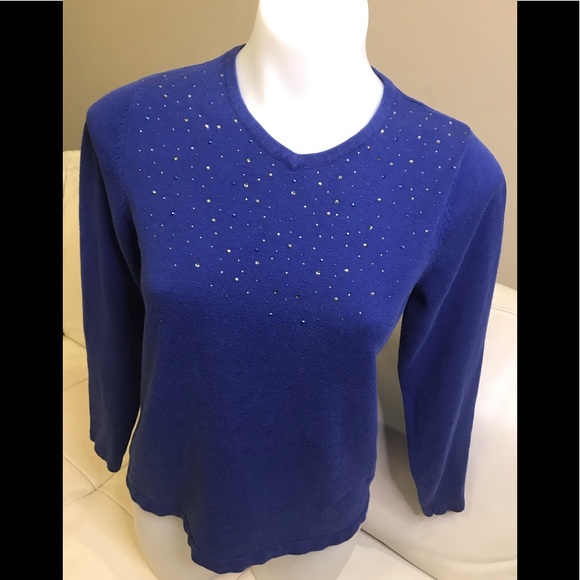 Comfy Blue Sweater w/Rhinestones & Blue Rivets - Picture 5 of 7